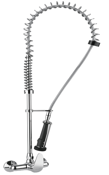 GastroHero Zweiloch Geschirrwaschbrause Profi 200 – Mit Mischbatterie, Wandmontage, 20 L/min, Verchromtes Messing